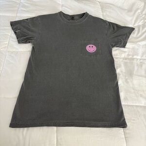 Gray T-Shirt with Pink Smiley Face